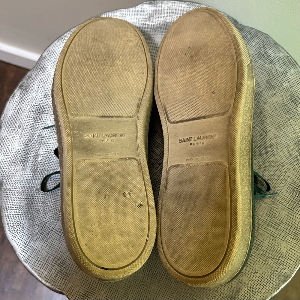 Saint Laurent ~ Men’s Perforated Leather Low Top Sneakers in Green size IT 44 - Picture 10 of 15